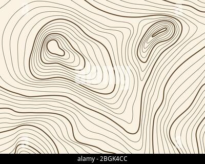 Topographic map background of mountain terrain. Vector mapping contour texture with elevation. Relief mountain, contour topography terrain illustration Stock Vector