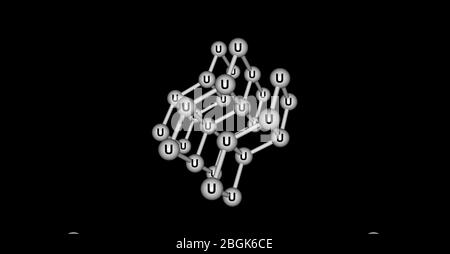 Uranium is a chemical element with symbol U and atomic number 92. It is a silvery-white metal in the actinide series of the periodic table. 3d illustr Stock Photo