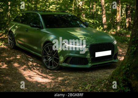 Parking a black sedan in the forest , escaped and hiding Stock Photo ...