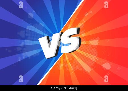 Versus VS letters fight Vector illustration on backgrounds in flat comics style design with halftone Stock Vector