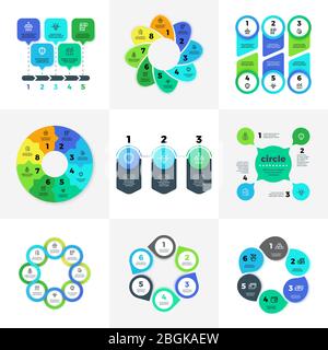 Business infographic option charts with marketing icons. Workflow layout, diagram, annual report with steps and processes vector set. Illustration of Stock Vector