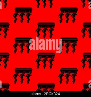 Black man dancing with coffin pattern seamless. African American Dance with coffin background. Vector illustration texture Stock Vector