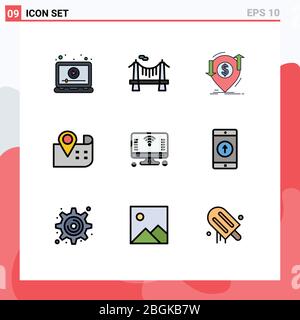 Road map elements line icon, vector illustration. Road map elements flat concept sign Stock