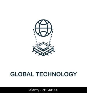 Global Technology icon from artificial intelligence collection. Simple line Global Technology icon for templates, web design and infographics Stock Vector