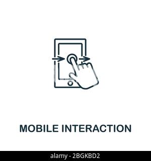 Mobile Interaction icon from artificial intelligence collection. Simple line Mobile Interaction icon for templates, web design and infographics Stock Vector