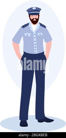 Captain Of A Ship In A Cap vector illustration from professions collection. Flat cartoon illustration isolated on white Stock Vector