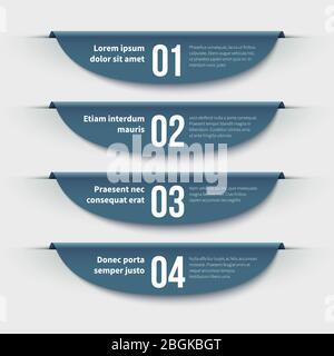 Infographic banners. 3d colorful labels with steps and options. Info graphic for layout and presentation. Vector set of numbered step, visualization i Stock Vector