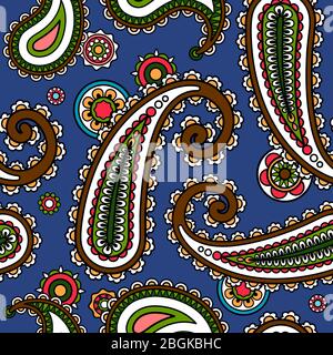 Seamless pattern with traditional asian paisley elements Stock Vector