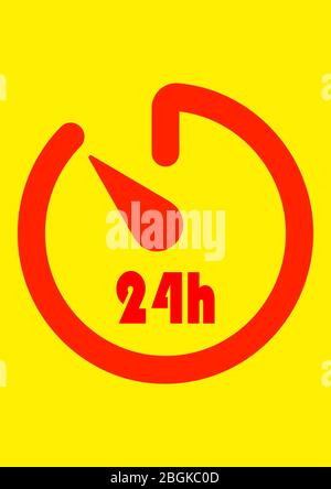 Pointer working hours 24 hours a day. 24 hour work. Place for text. Vector image. Background image. Showcase. Poster. Nameplate pointer. Stock Vector