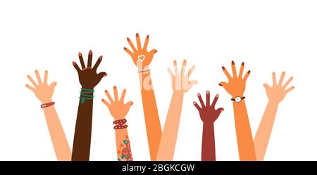 Colorful up hands set, vector illustration Stock Vector