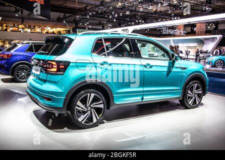 Brussels, Belgium, Jan 2020 Volkswagen VW T-Cross, Brussels Motor Show, MQB platform, compact SUV produced by Volkswagen Group Stock Photo