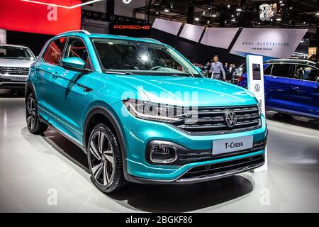 Brussels, Belgium, Jan 2020 Volkswagen VW T-Cross, Brussels Motor Show, MQB platform, compact SUV produced by Volkswagen Group Stock Photo