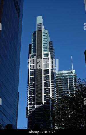 Meriton Apartments, World Tower an Australian skyscraper low angle view  from George Street, Sydney Stock Photo