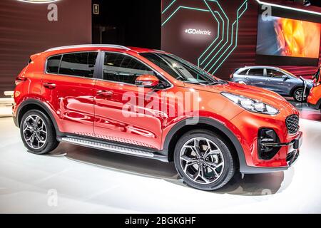 Brussels, Belgium, Jan 2020 Kia Sportage at Brussels Motor Show, Fourth generation, QL, compact SUV built by Kia Motor Corporation Stock Photo