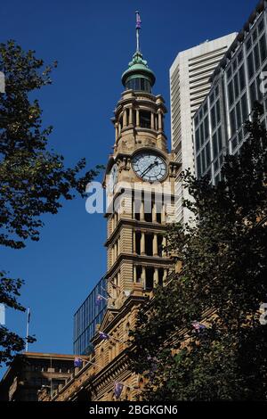 General Post Office, GPO Campanile clock tower by James Barnet architect,  with Venetian and Florentine Renaissance inspired motifs  Sydney, Australia Stock Photo