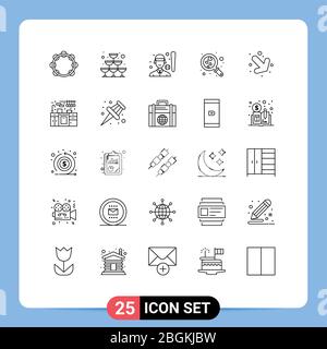 Set of 25 Modern UI Icons Symbols Signs for wedding, love, party, heart, player Editable Vector Design Elements Stock Vector