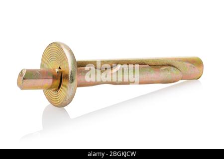 Ceiling anchor wedge isolated on white background. Photo Stacking Stock Photo