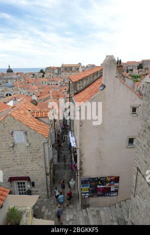 Walking in the old town of Dubrovnik, Croatia. Stock Photo