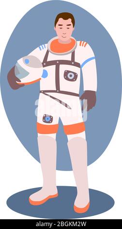 Astronaut vector illustration from professions collection. Flat cartoon illustration isolated on white Stock Vector
