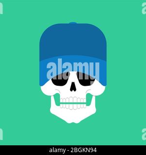 Skull in baseball cap. skeleton head. vector illustration Stock Vector