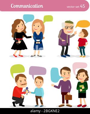 People conversations. Dialogues with speech bubbles. Vector illustration Stock Vector