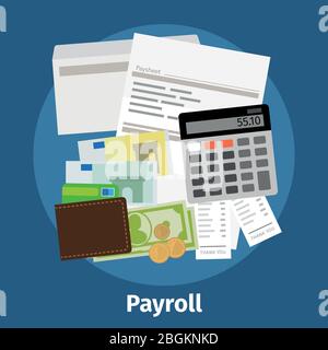 Invoice sheet, paysheet or payroll icon. Calculating and budget account. Vector illustration. Stock Vector
