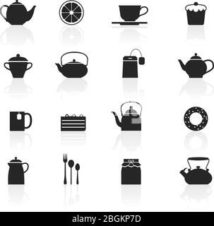 Vector Tea Icons Set on White Background Stock Vector