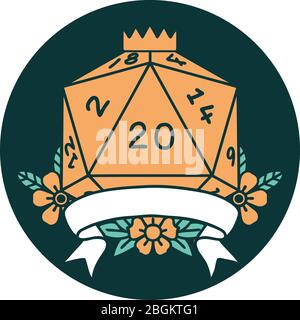 Natural 20 d20 dice roll Royalty Free Vector Image