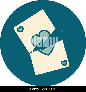 iconic tattoo style image of a torn card Stock Vector