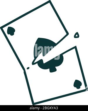 iconic tattoo style image of a torn card Stock Vector