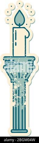 iconic distressed sticker tattoo style image of a candelabra Stock Vector