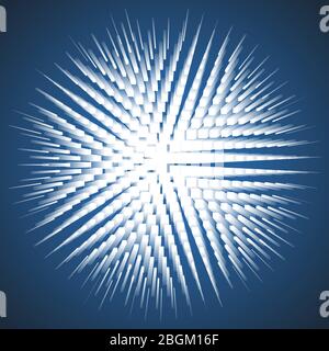 Halftone burst on blue background. Vector illustration Stock Vector