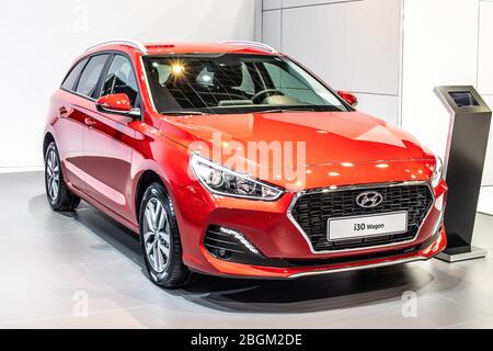 Brussels, Belgium, Jan 09, 2020: Hyundai i30 Wagon at Brussels Motor Show, Third generation, PD, small family car manufactured by Hyundai Stock Photo