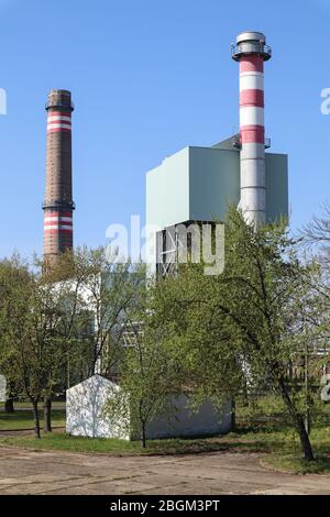 Smoke stacks of the power station Stock Photo