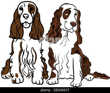 two brown dogs sitting together vector illustration concept Stock Vector