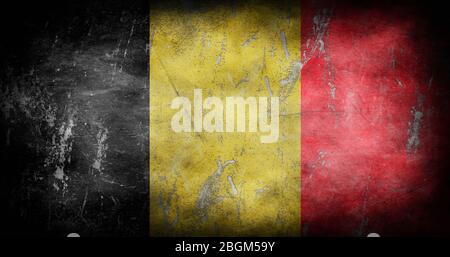 Grunge Belgium flag. Belgium flag with grunge texture Stock Photo