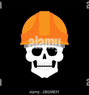 Skull in building helmet. Builder skeleton head Stock Vector