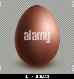 Decoration happy easter celebration template. Chocolate brown egg realistic dessert 3d object. Isolated on transparent background. EPS 10 Stock Vector