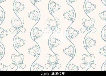 Seamless retro blue floral background, vector illustration Stock Vector