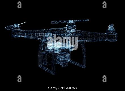 Drone of luminous lines and dots Stock Photo