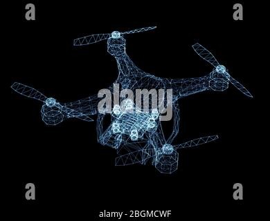 Drone of luminous lines and dots Stock Photo