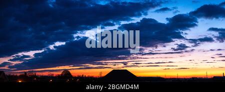 Sunset panorama with clouds high resolution Stock Photo