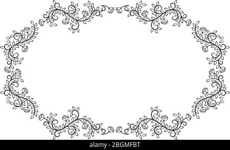 Floral design frame. Vector flower ornament on white Stock Vector