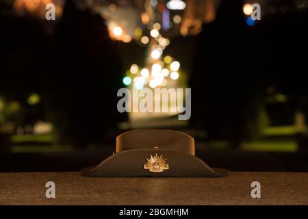 ANZAC Day is a time of year that Australians and New Zealanders come together and remember their fallen. Covid-19 lockdowns will mean that the Shrine Stock Photo