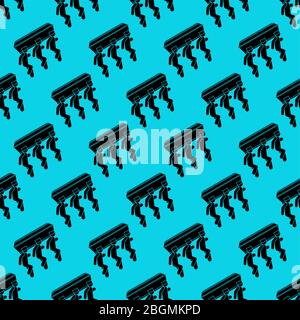 Black man dancing with coffin pattern seamless. African American Dance with coffin background. Vector illustration texture Stock Vector