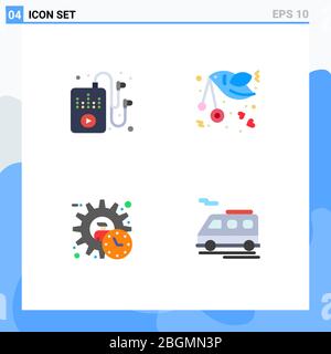 Pictogram Set of 4 Simple Flat Icons of hobbies, executive, bird, letter, product Editable Vector Design Elements Stock Vector