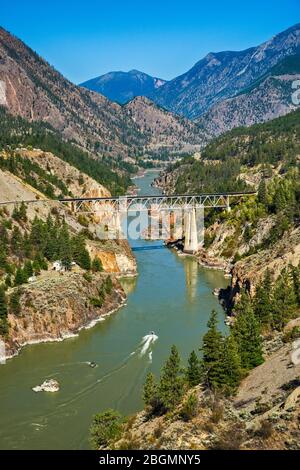 Fraser River, in Fraser Canyon, from Highway 99, near Lillooet, Coast Mountains, British Columbia, Canada Stock Photo