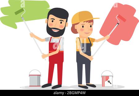 couple of professional workers vector illustration design Stock Vector ...