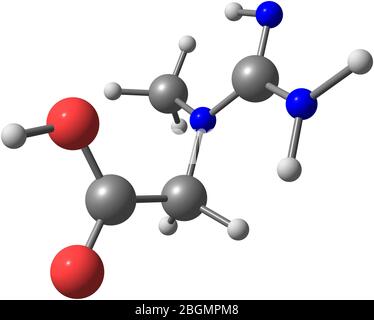 Structural chemical formula of creatine. 3D rendering. Neon shine Stock ...