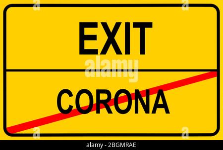PHOTOMONTAGE, symbol image Exit, strategy because of coronavirus, Sars-CoV-2, Covid-19, Germany Stock Photo